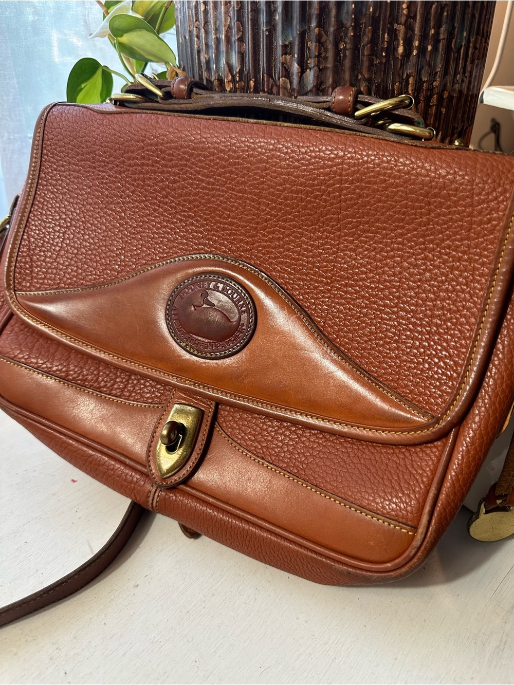 Dooney & Bourke Chestnut Brown Leather Shoulder Satchel Top Handle - Picture 12 of 14